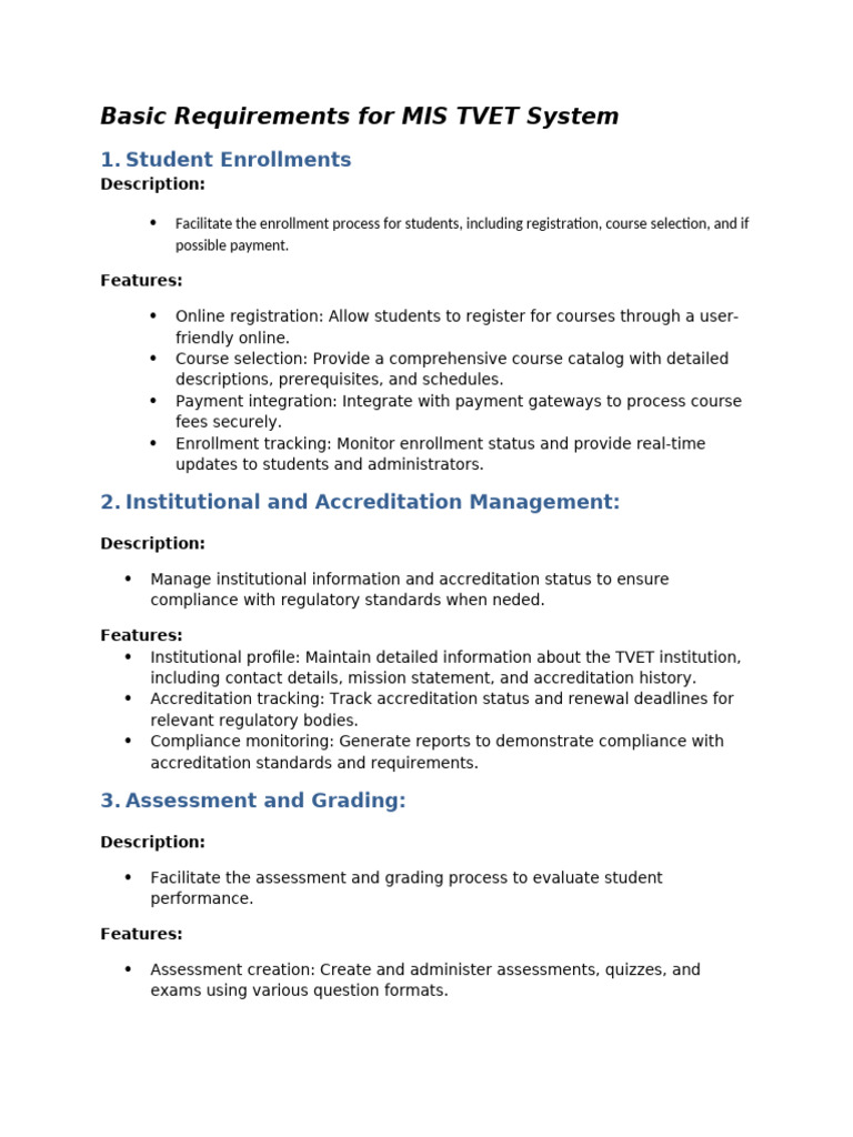 MIS Requirements for TVET System | PDF | Regulatory Compliance