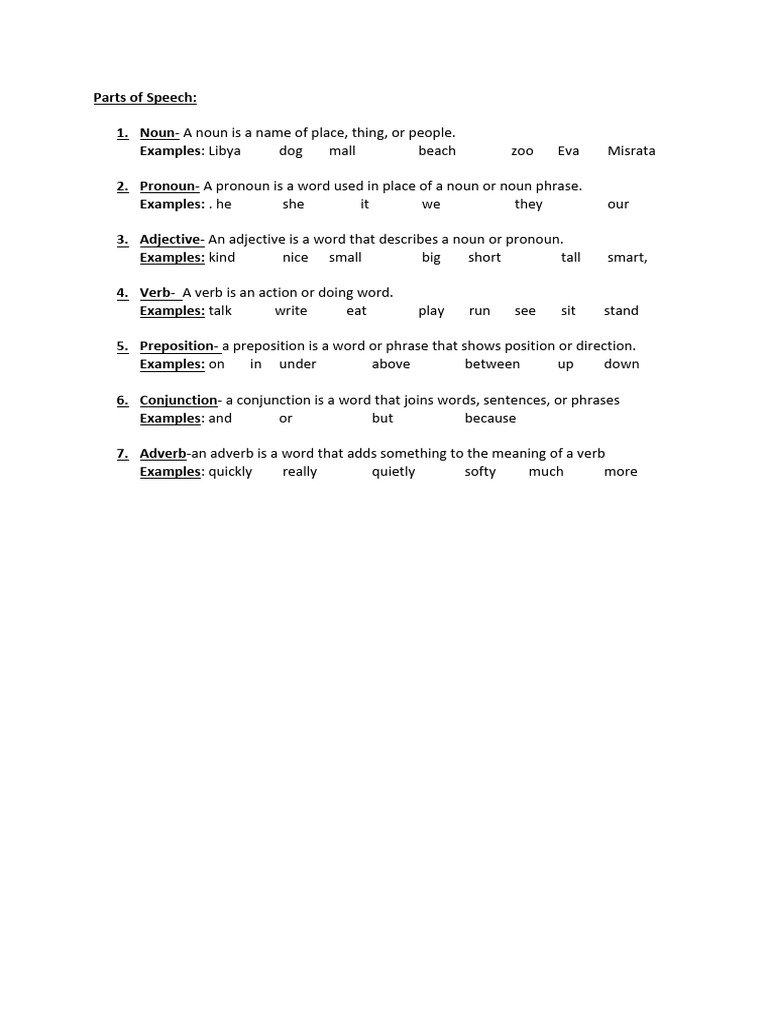 8 PARTS OF SPEECH PDF WITH EXAMPLES visual data 2