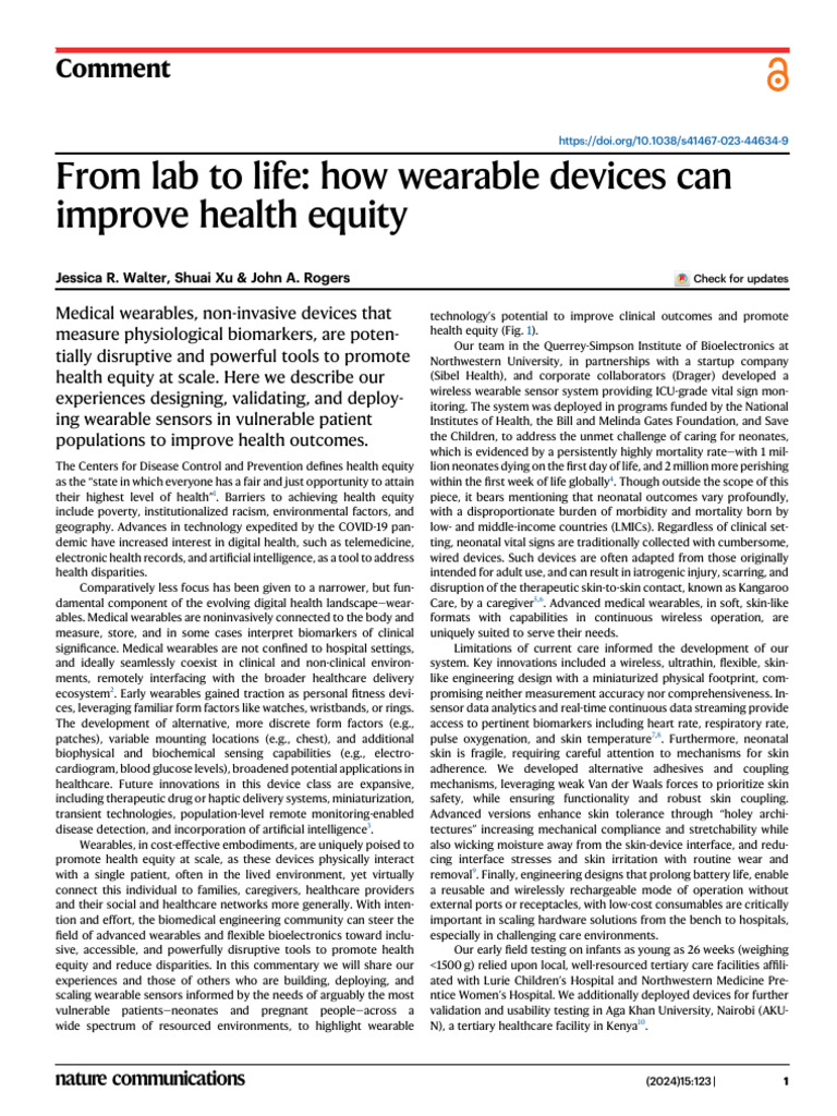S41467 023 44634 9 PDF Health Equity Wearable Technology
