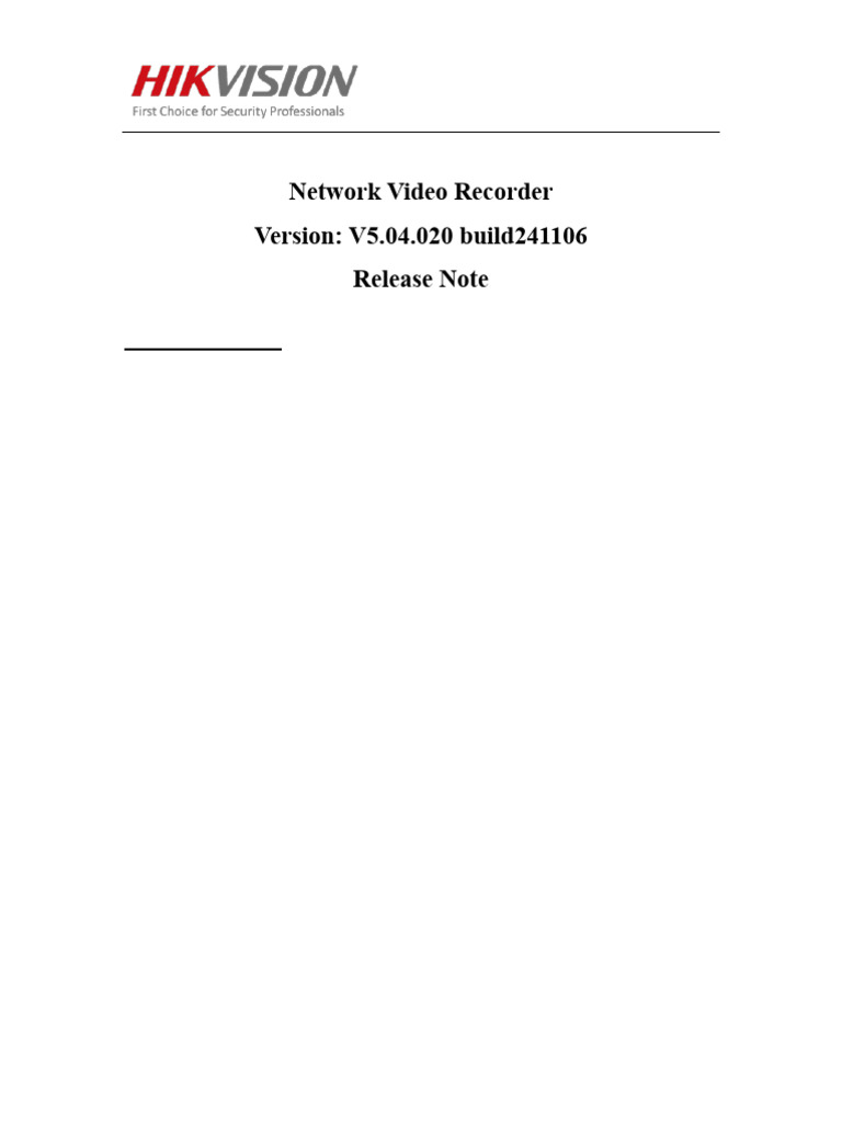 NVR Firmware Upgrade V5.04.020 Release Notes | PDF