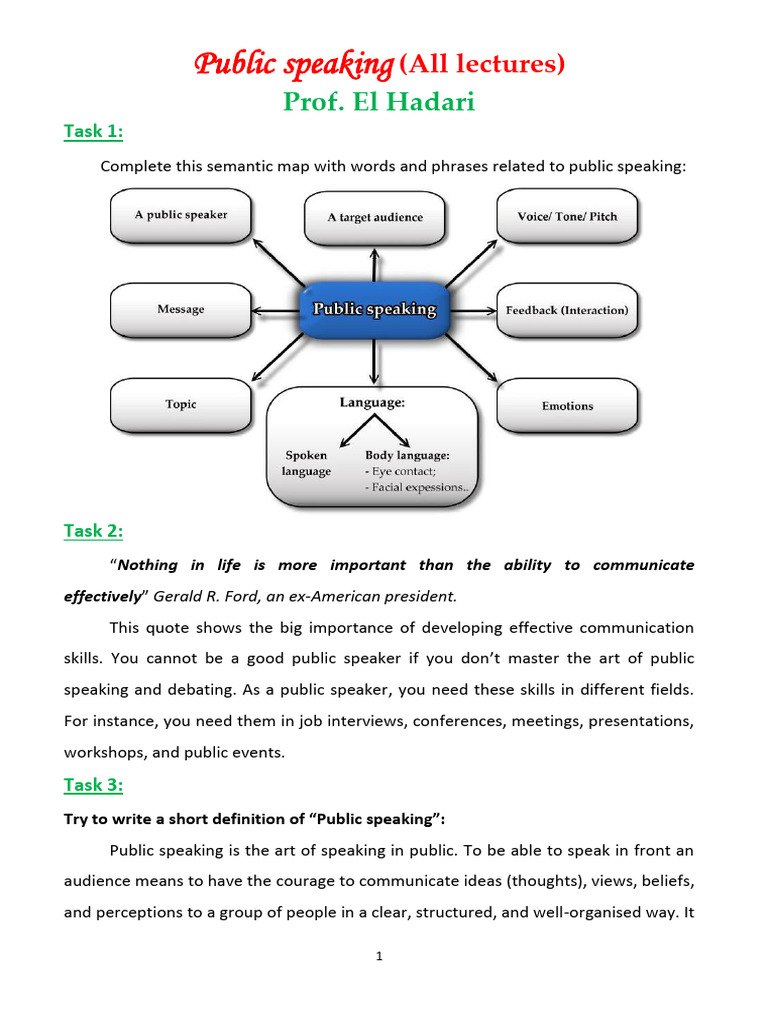 Public Speaking and Debating - Complete Course - Pr. El Hadari | PDF ...