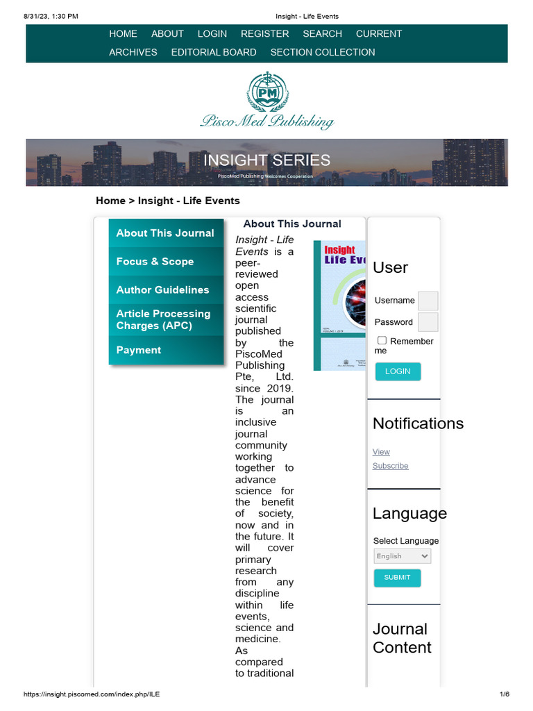 Home Insight - Life Events: About This Journal Focus & Scope Author ...