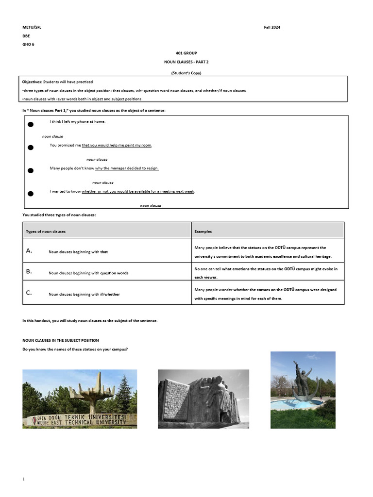 Noun Clauses in Subject Position Guide | PDF | Clause | Happiness