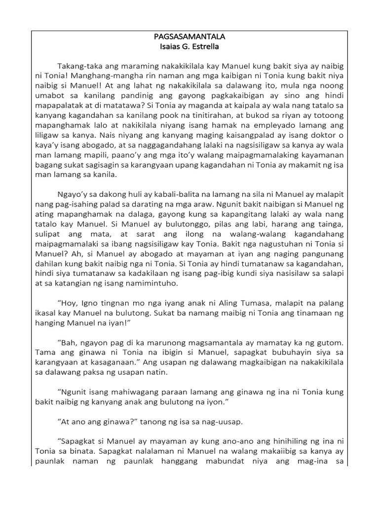 PAGSASAMANTALA MK | PDF