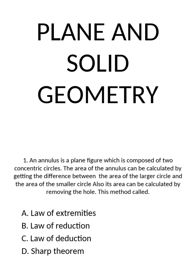 Plane and Solid Geometry With Effects | PDF | Sphere | Circle