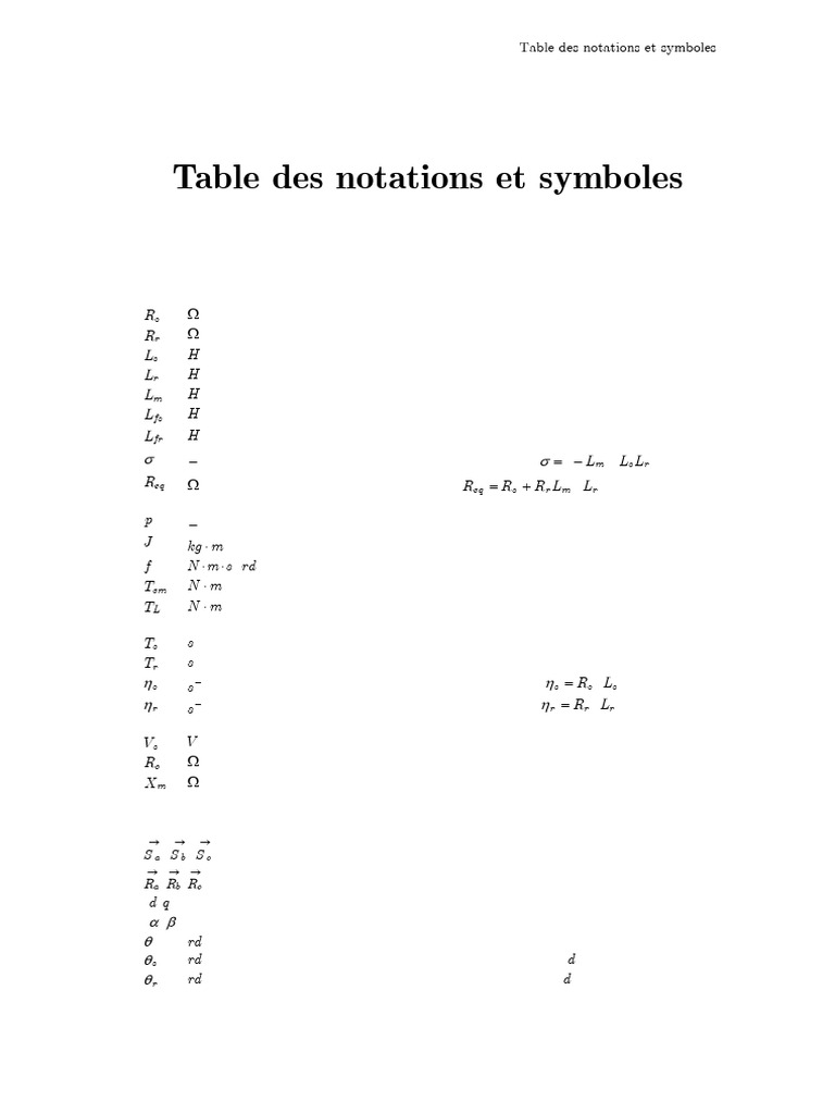 Notations et symboles en modélisation de machines | PDF | Fréquence ...
