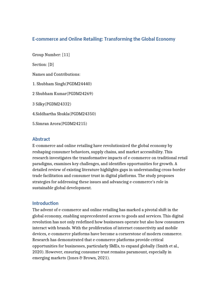 E-commerce's Global Economic Impact | PDF | E Commerce | Retail