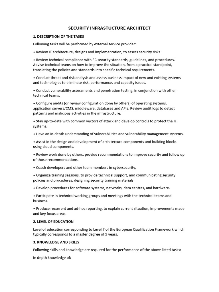 Cybersecurity Infrastructure Architect Role | PDF | Computer Security ...