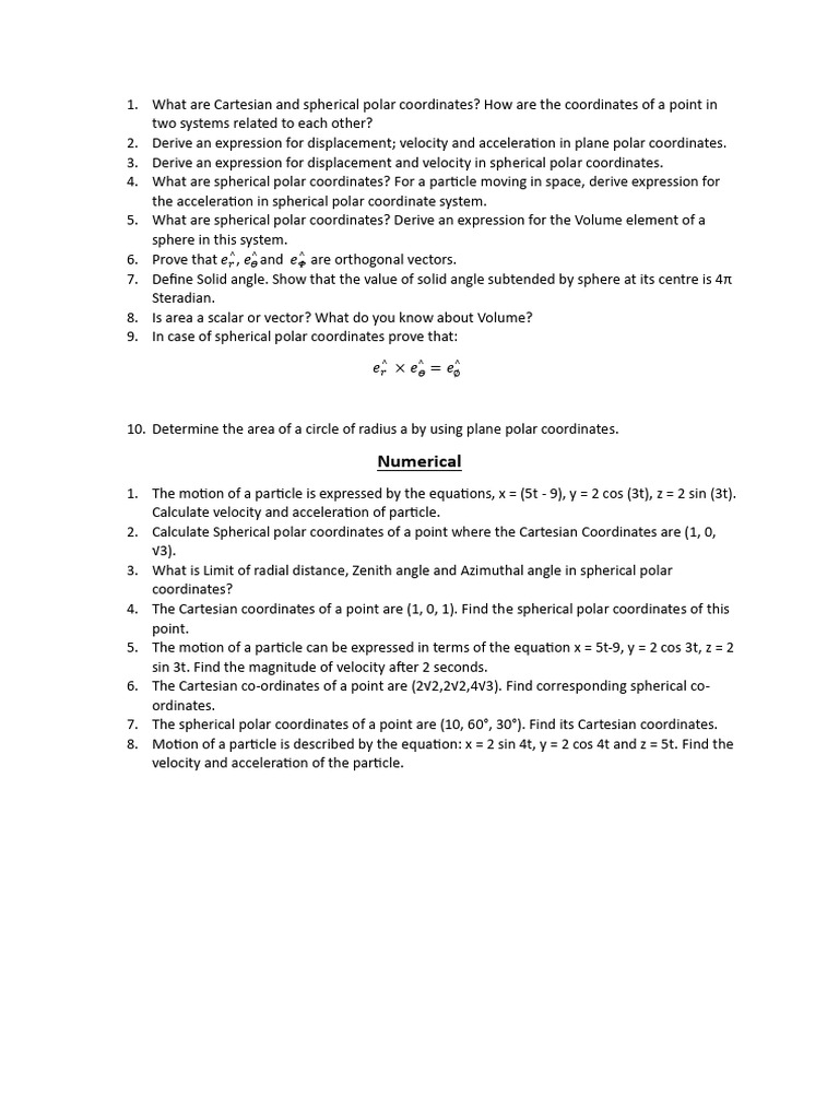 Coordinate System | PDF