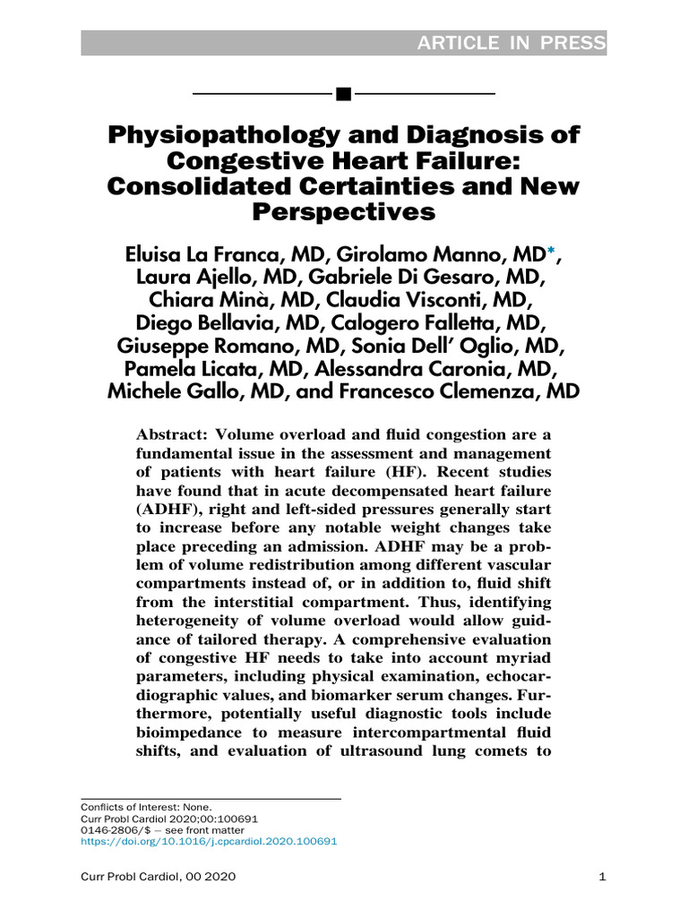 Physiopathology and Diagnosis of Congestive Heart Failure | PDF | Heart ...