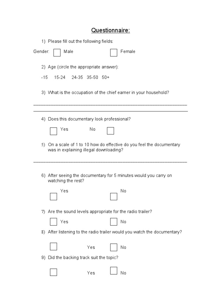 Questionnaire 2 | PDF