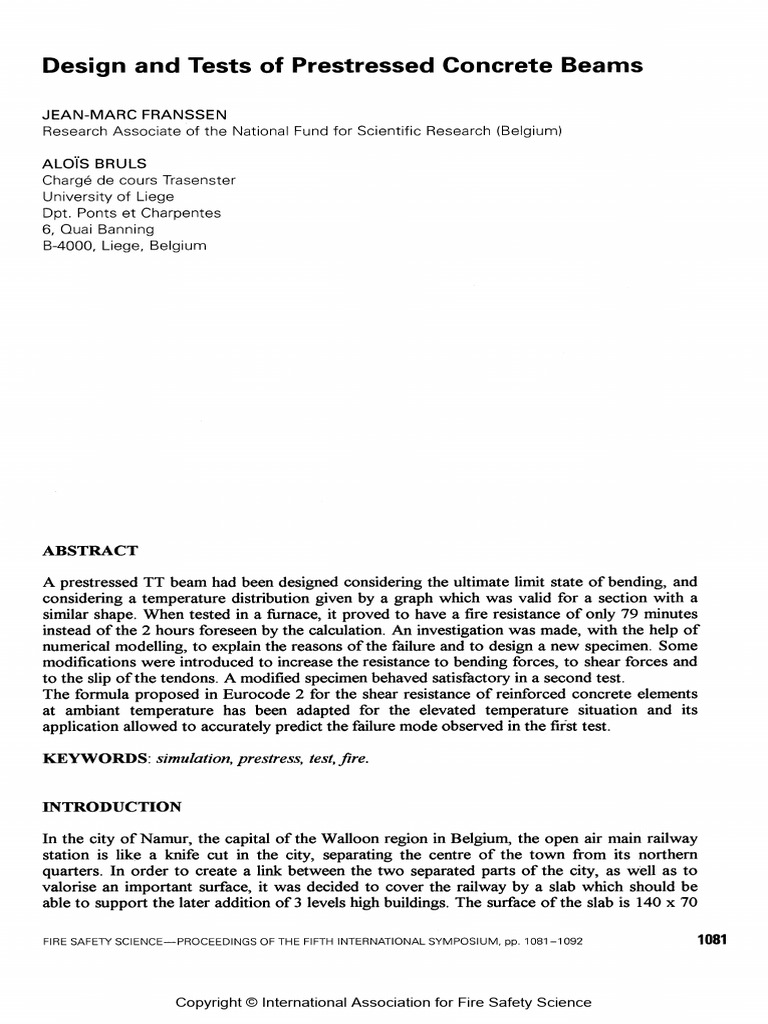Design and Tests of Prestressed Concrete Beams: Alois Bruls | PDF ...