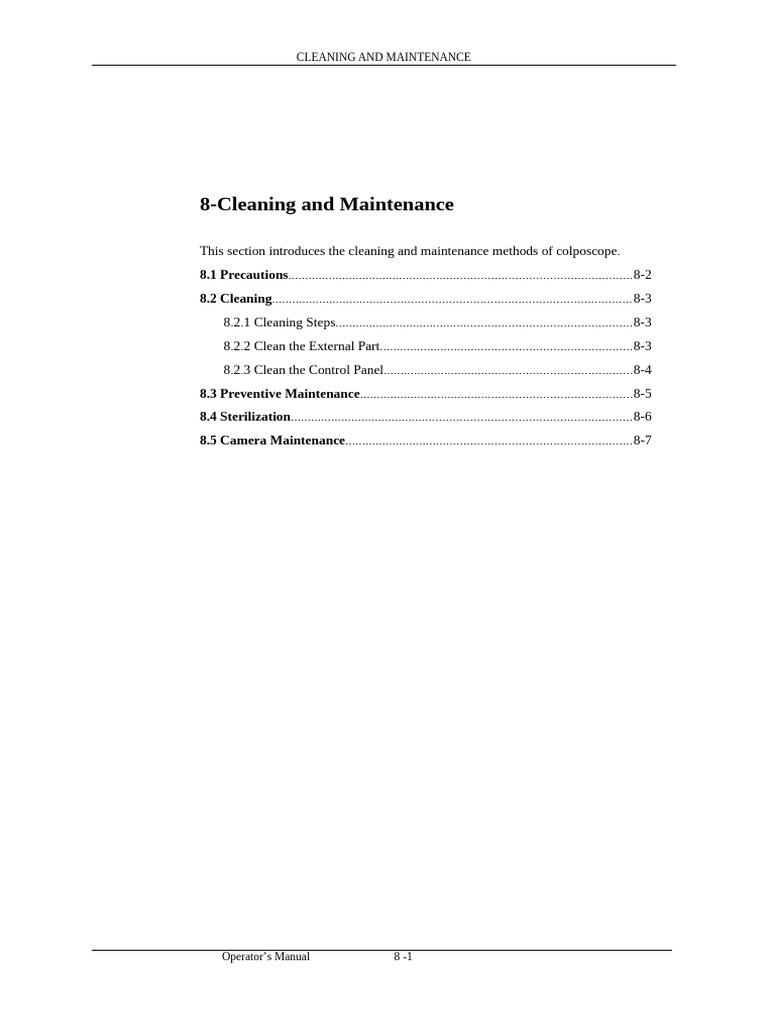 Section 8 Cleaning Maintenance and Dismantlement | PDF | Camera ...