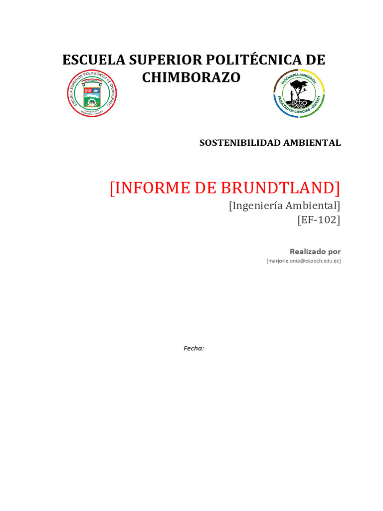 Informe Brundtland | PDF | Sustentabilidad | Desarrollo sostenible