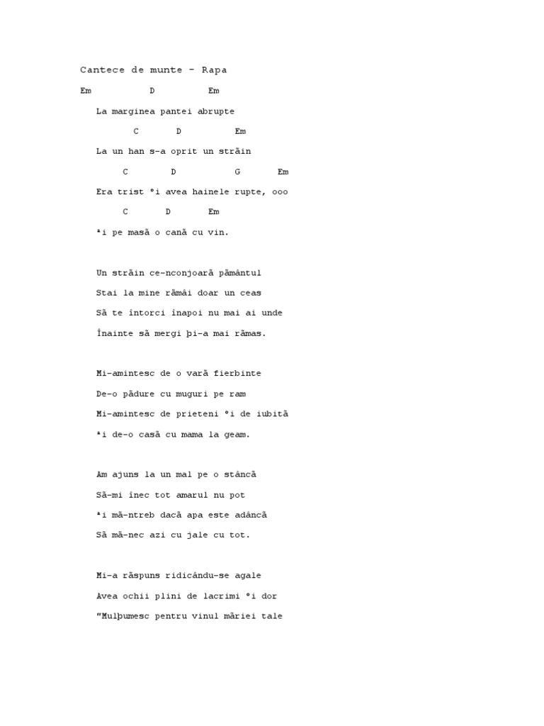 Cantece de Munte - Rapa | PDF