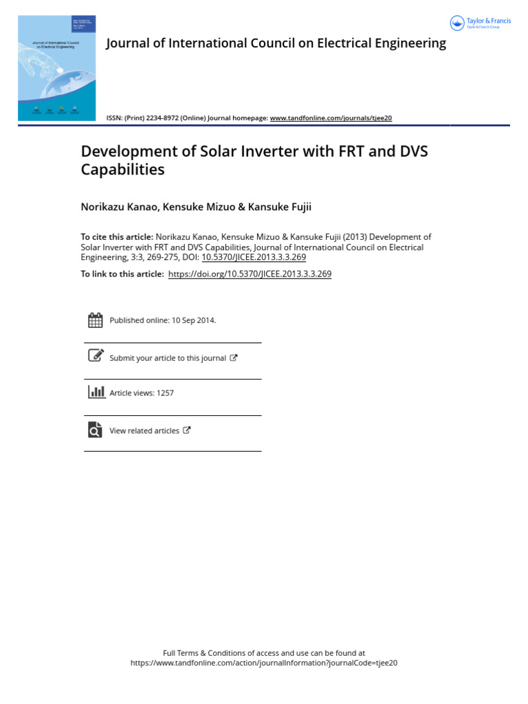 Development of Solar Inverter with FRT and DVS Capabilities | PDF ...