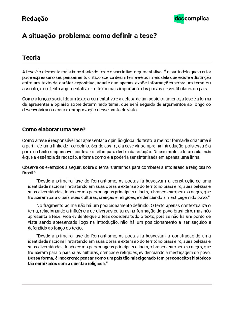 Como Definir a Tese em Redações | PDF | Brasil