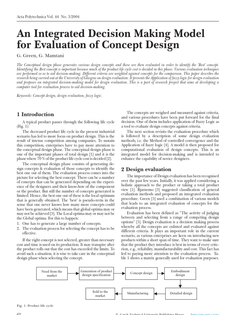 12Green-Evaluation of Concept Design | PDF | Fuzzy Logic | Conceptual Model