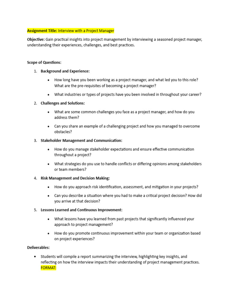 Project Management Interview Insights | PDF | Project Management | Risk