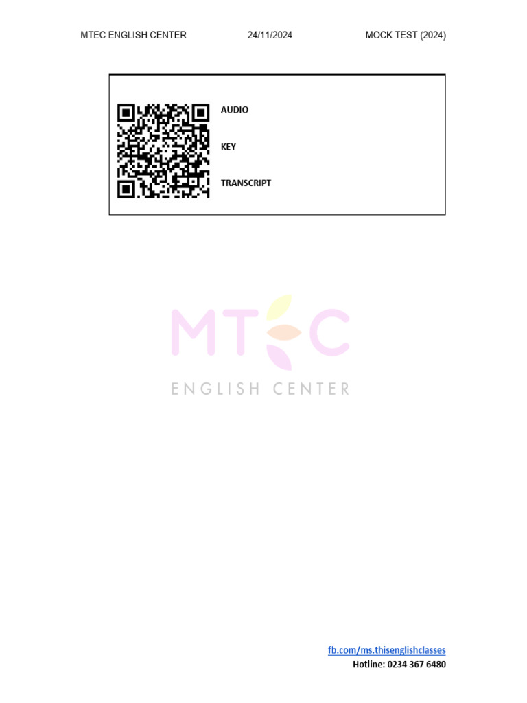 2024 MTEC English Mock Test Guide | PDF