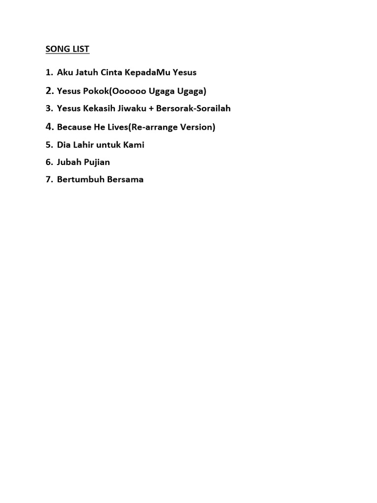 Daftar Lagu Pujian Kristen | PDF