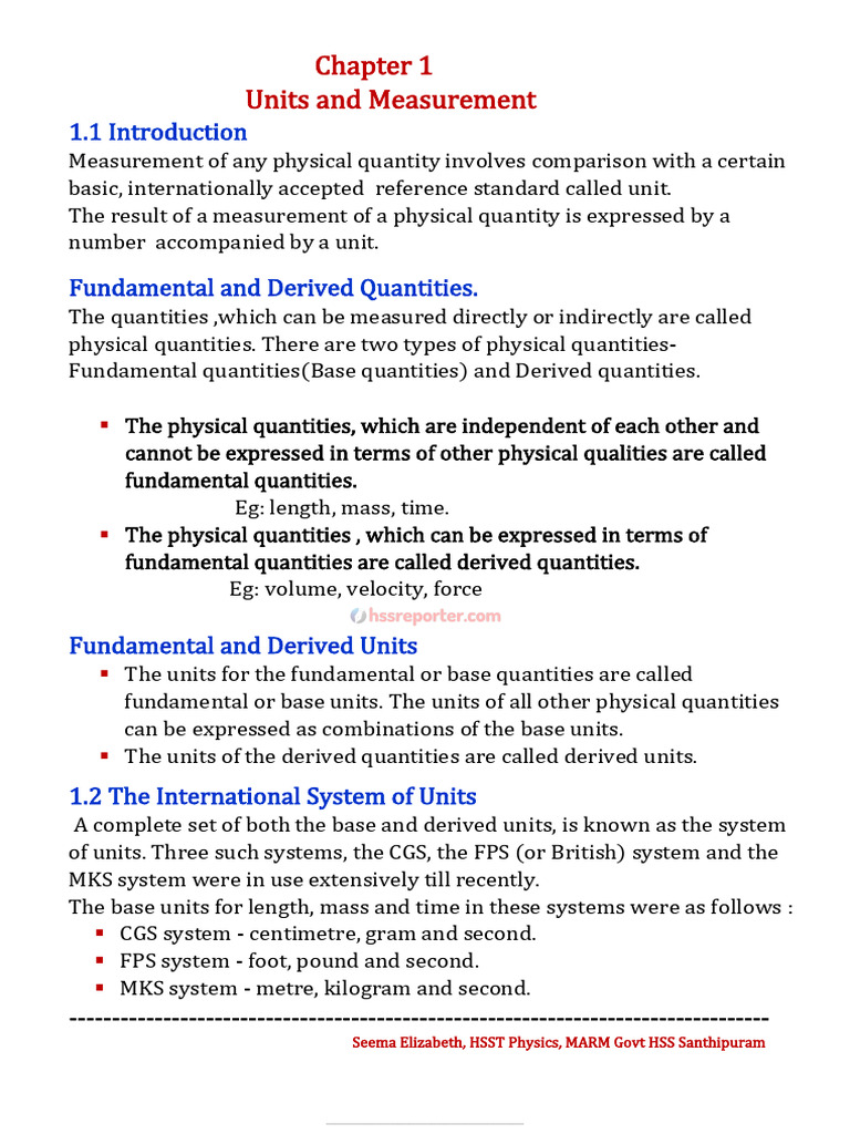 Units and Measurement in Physics | PDF | Force | Acceleration
