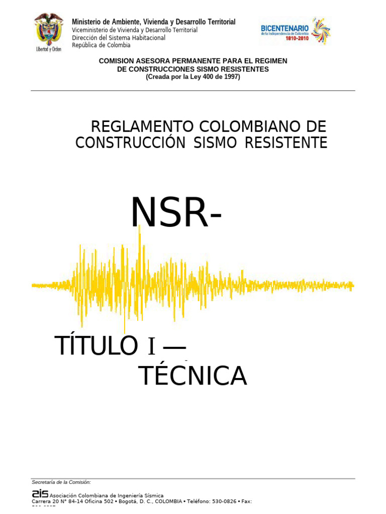 9titulo I NSR 100 | PDF | Hormigón | Arquitecto