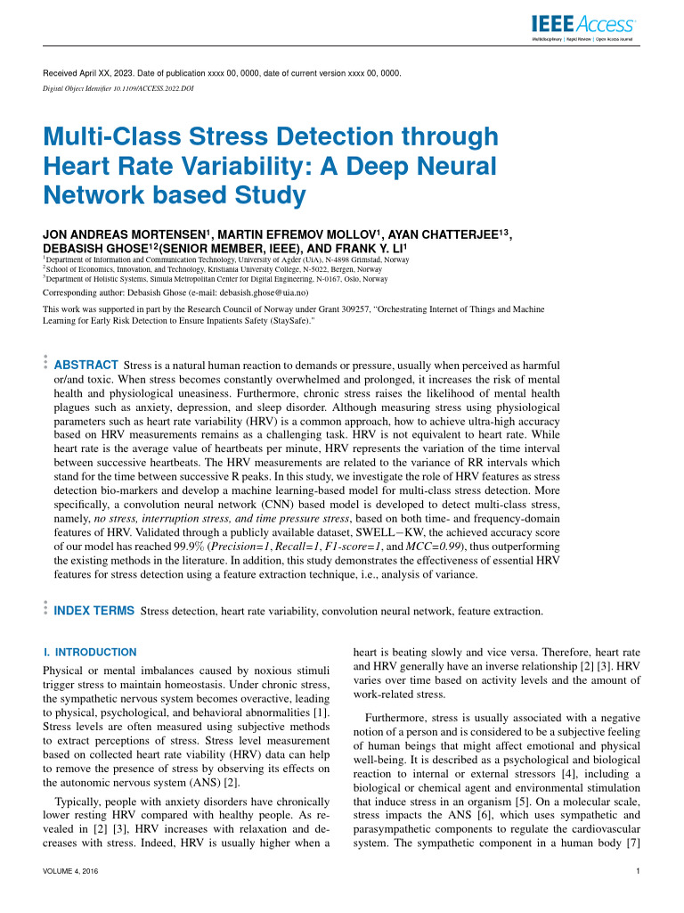 Multi-Class Stress Detection via HRV Analysis | PDF | Machine Learning ...