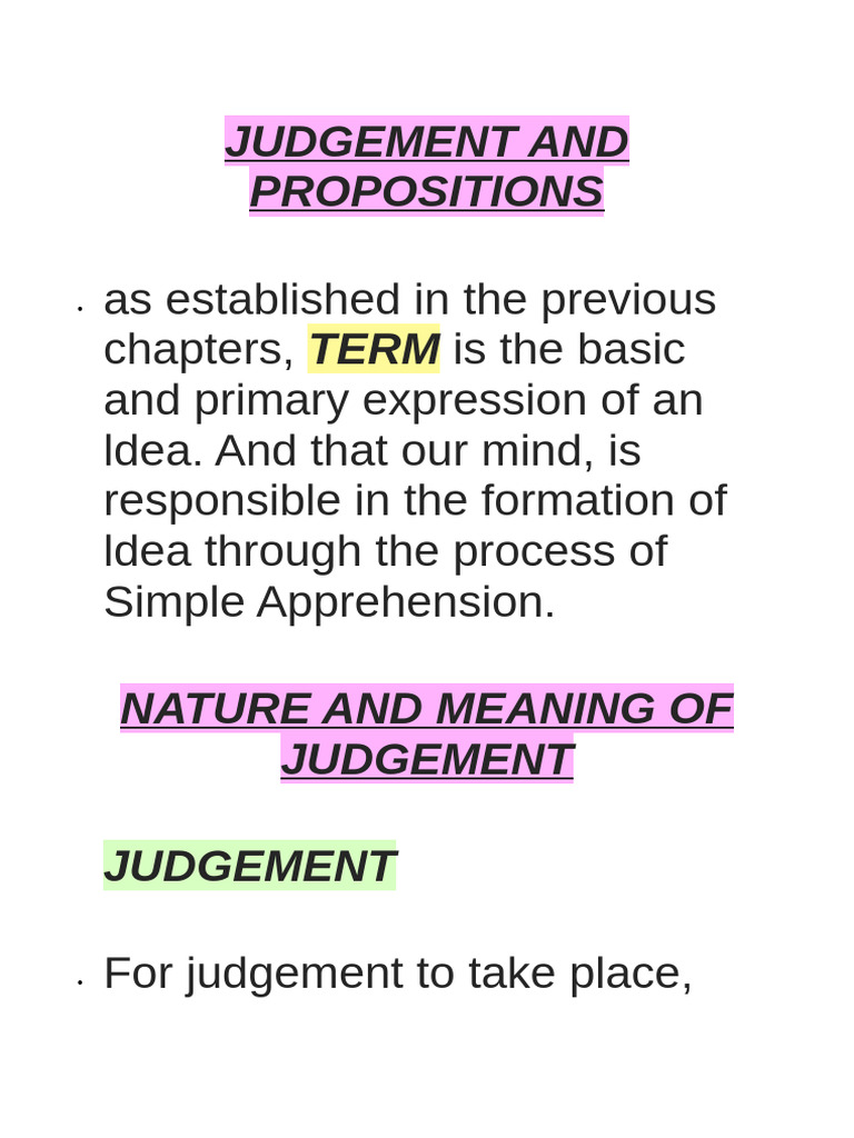 Understanding Judgement and Propositions | PDF | Proposition | Language ...