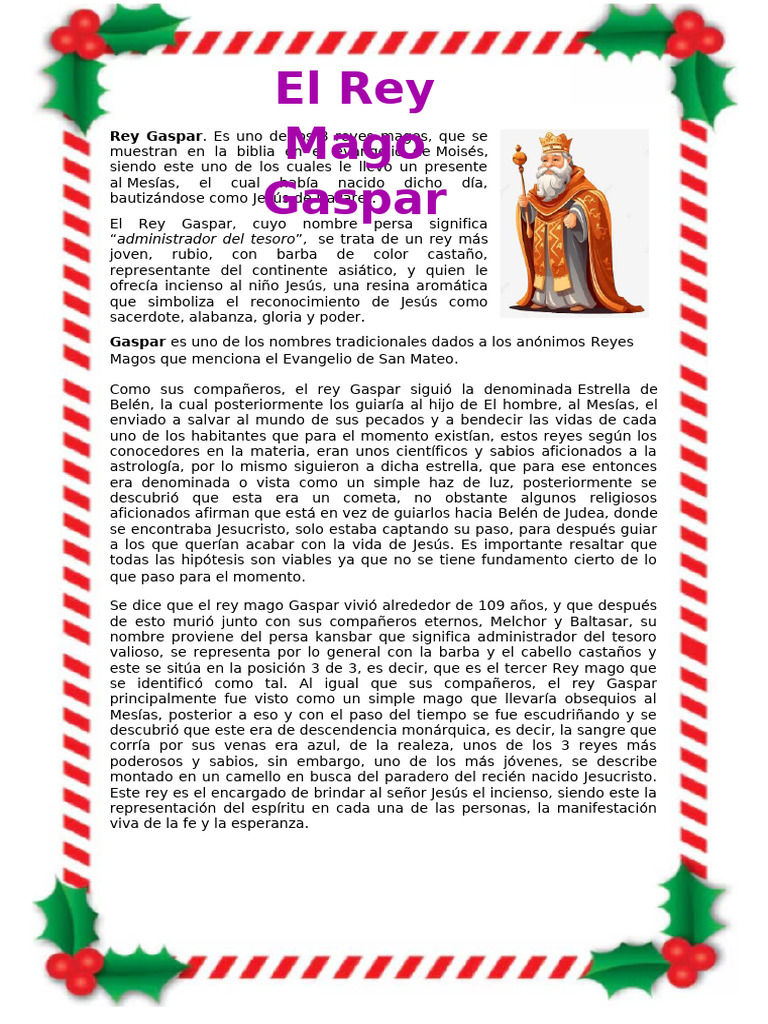 Rey Gaspar | PDF | Reyes Magos | Jesús
