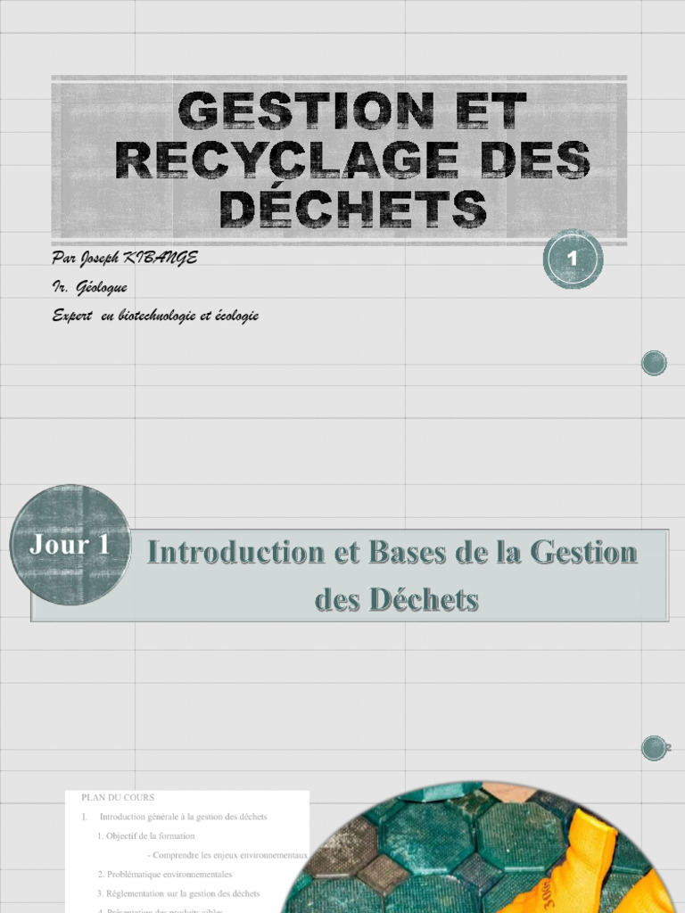 Module 1 sur la Gestion et recyclage de déchets | PDF | Recyclage ...