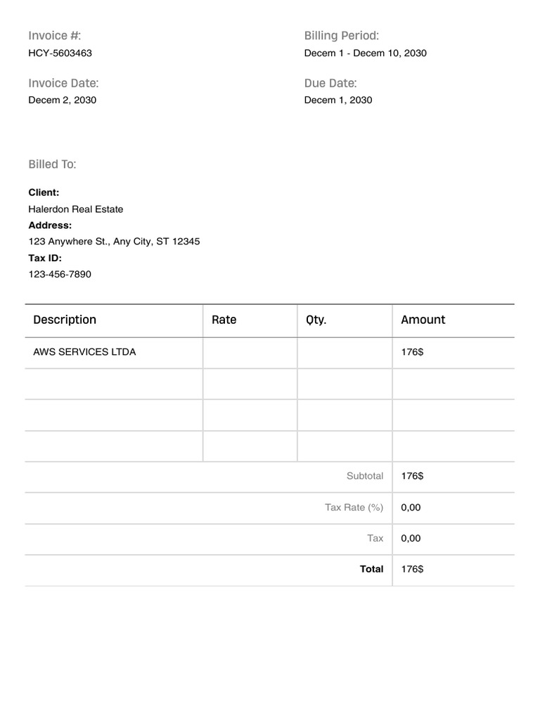 Invoice # HCY-5603463 | PDF