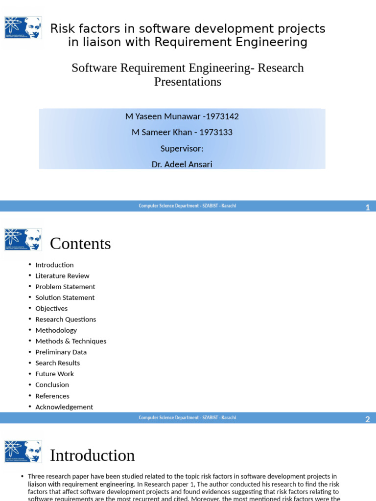 Risk Factor Presentation-Final | PDF | Risk | Software Development