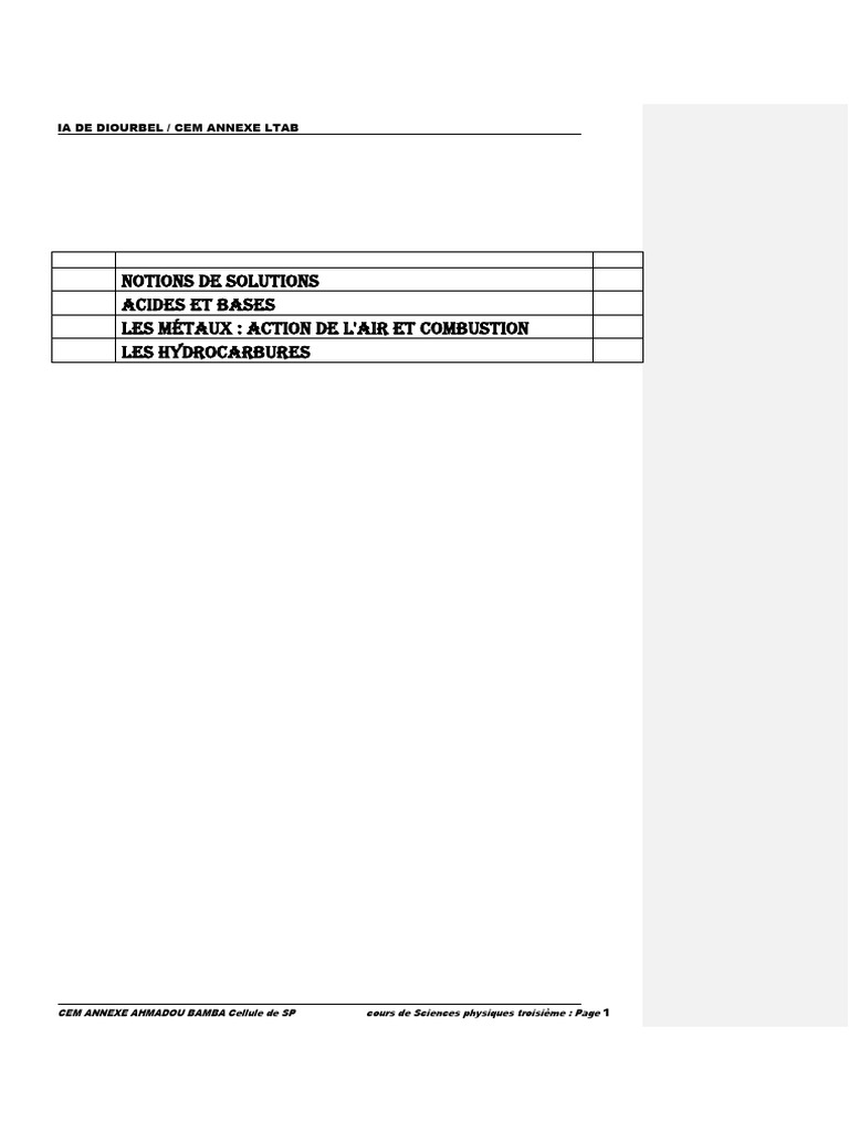Cours de Chimie : Solutions et Concentrations | PDF | Hydroxyde de ...
