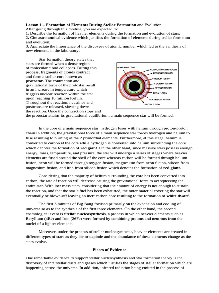 Stellar Formation and Element Creation | PDF | Stars | Chemical Elements