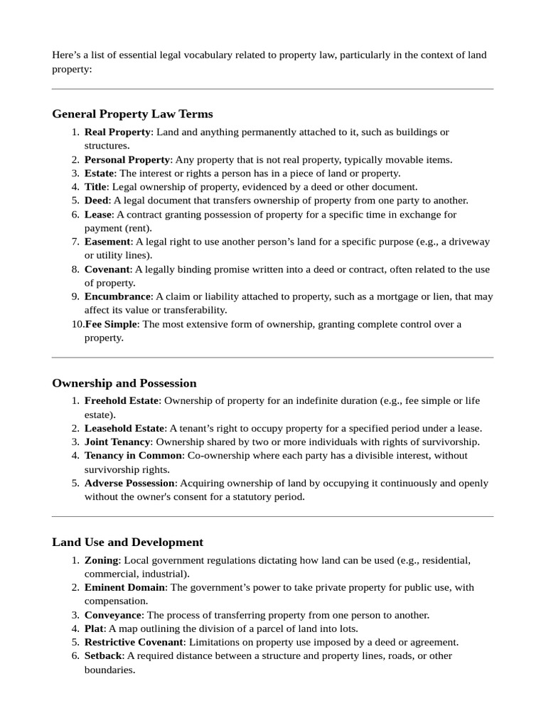 Glossary | PDF | Leasehold Estate | Concurrent Estate