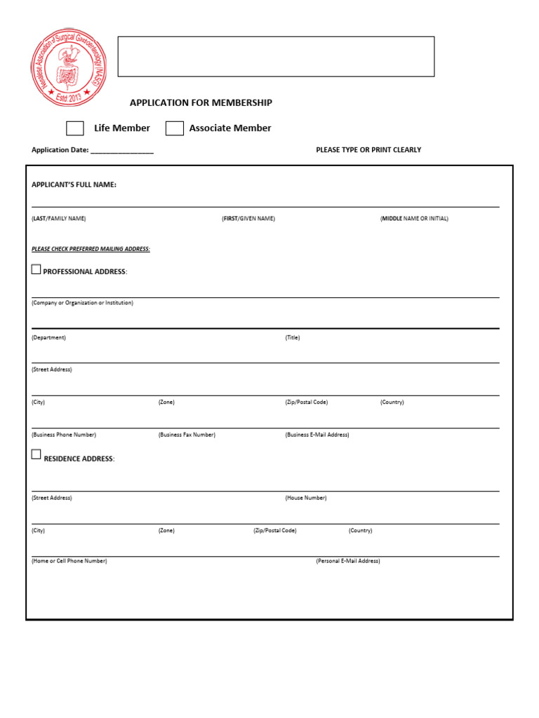Nasg Application For Membership1 | PDF | Health Care