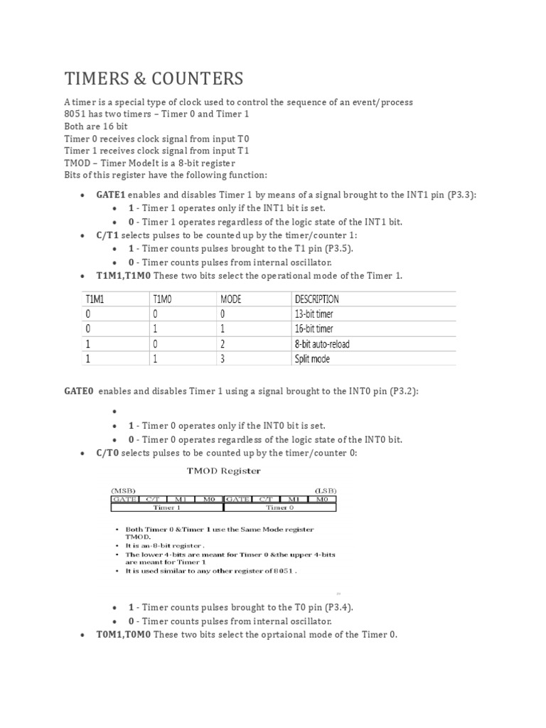 8051 Notes 3 - Timers & Counters | PDF | Electrical Engineering ...