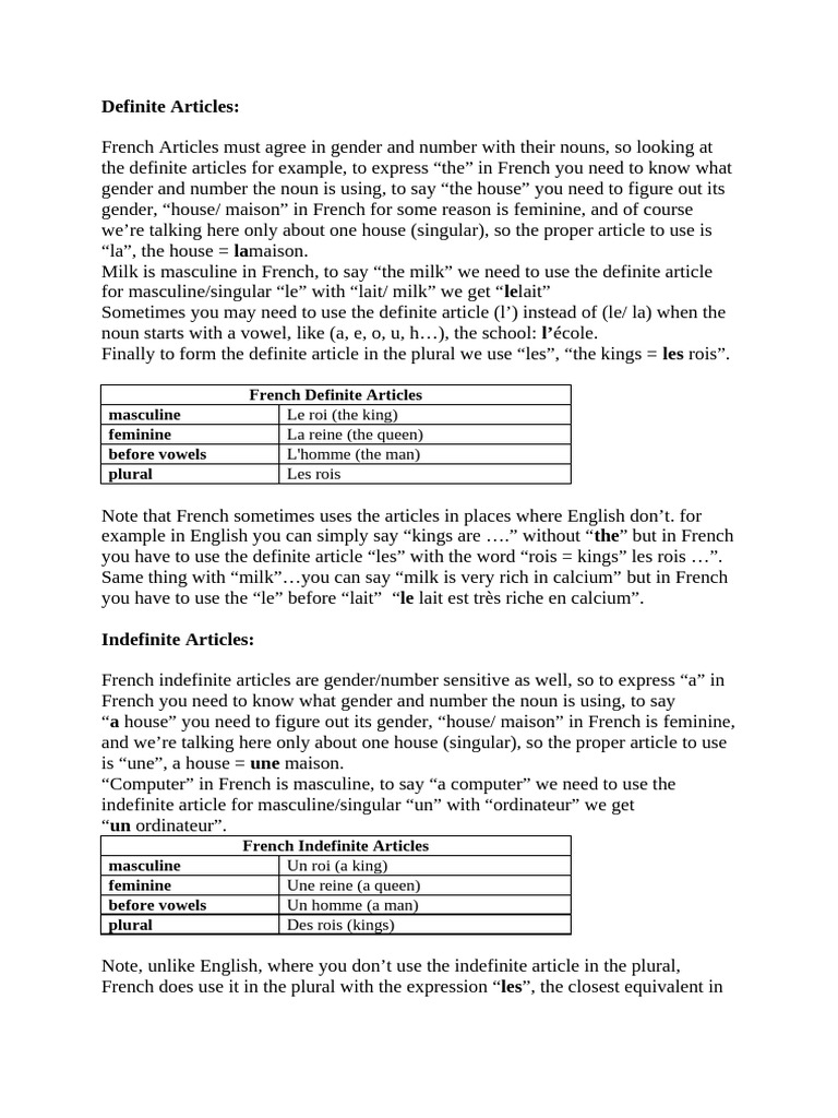 Definite Articles | PDF | Grammatical Gender | Grammatical Number
