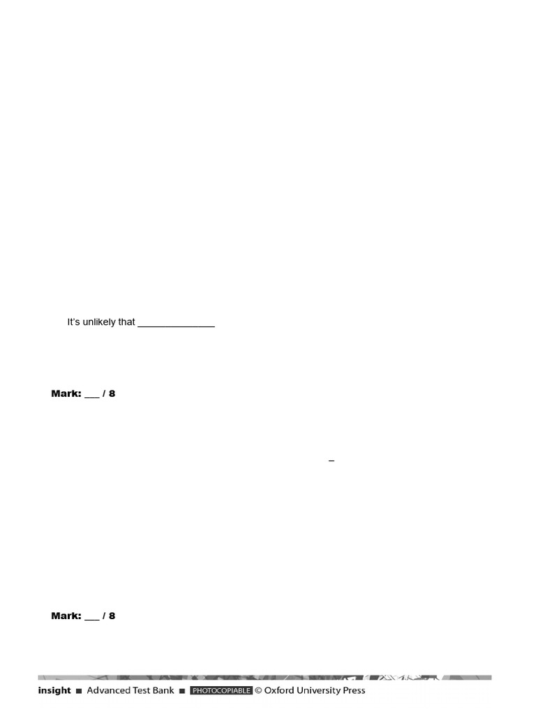 Vocabulary and Grammar Test Unit 10 | PDF | Verb