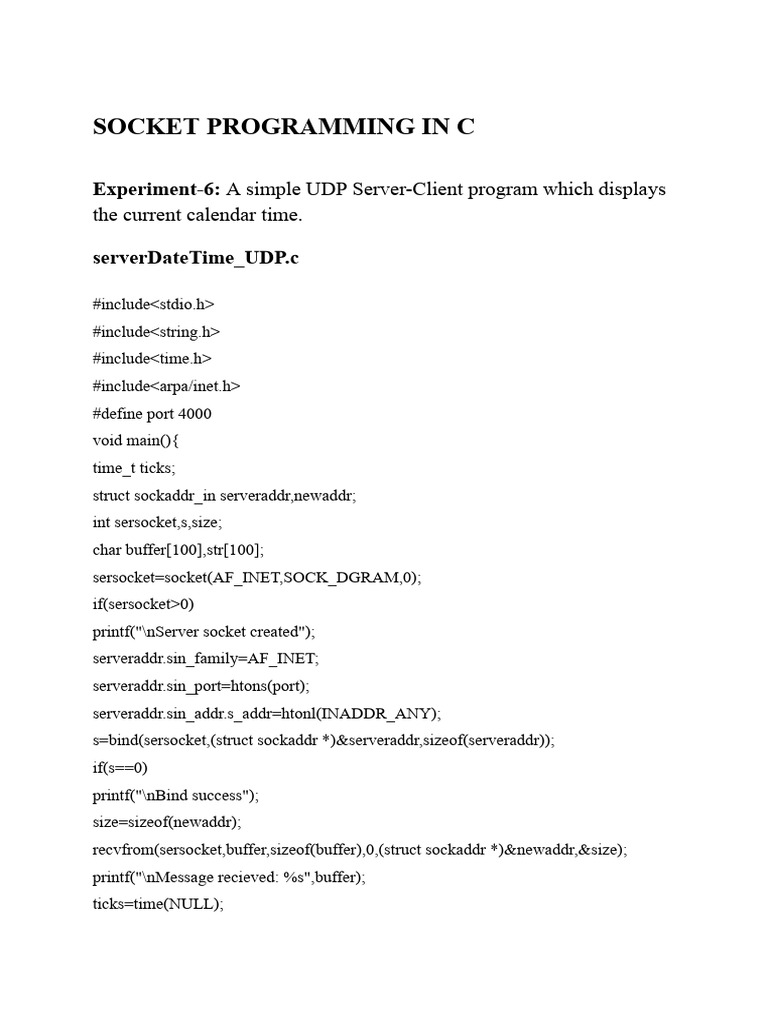 SOCKET PROGRAMMING IN C PDF Networking Standards Computer Programming Socket programming in c pdf networking standards computer programming