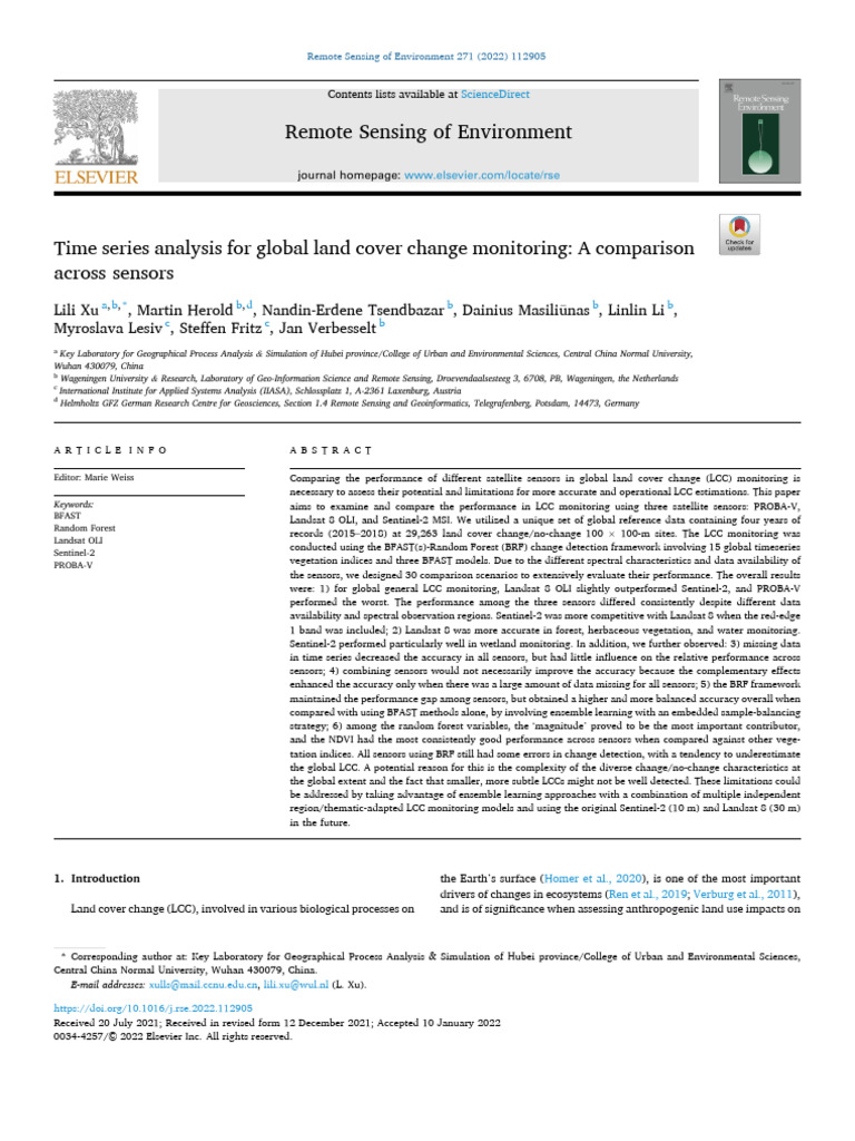 18 - Time Series Analysis For Global Land Cover Change Monitoring | PDF ...