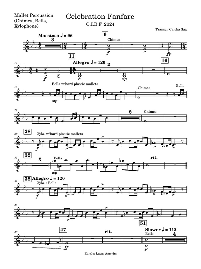 C.I.B.F. 2024 Celebration Fanfare Score | PDF | Percussion Instruments ...