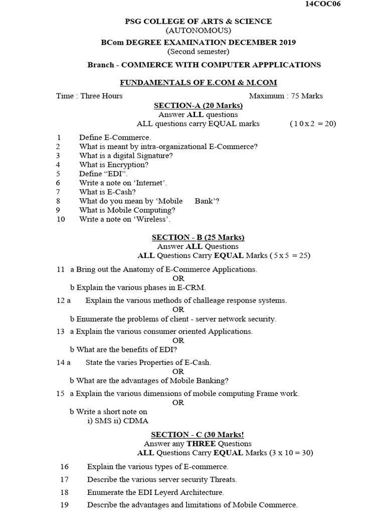 Fundamentals of e Com & M Com Dec 2019 | PDF