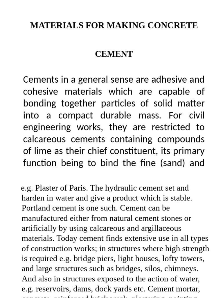 Concrete Material Composition Guide | PDF | Cement | Concrete