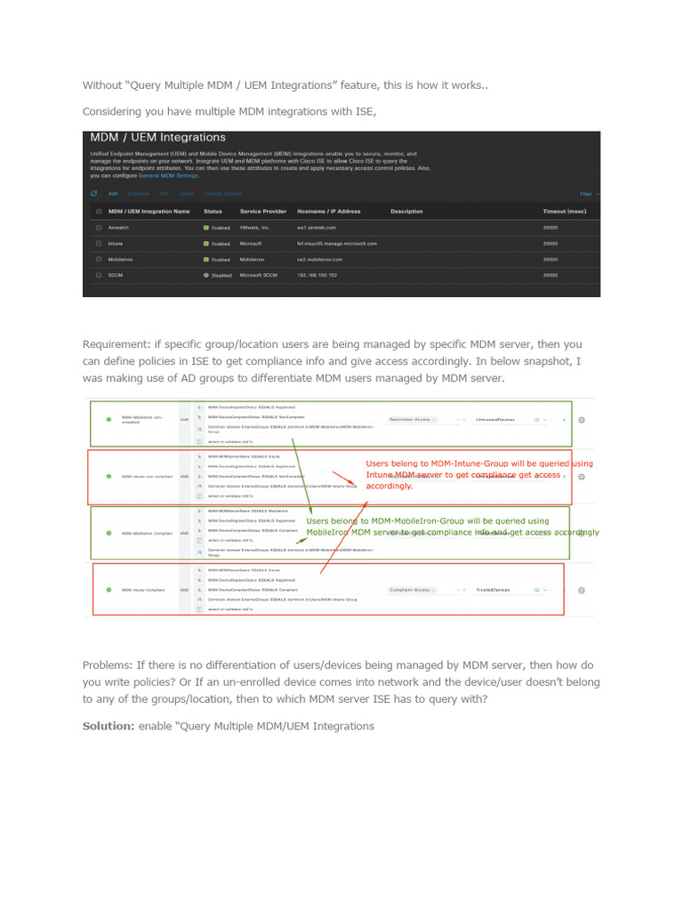 ISE 3.2 Multi-MDM Authorization Notes | PDF