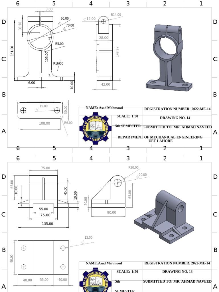 Mechanical Engineering Drawings Submission | PDF