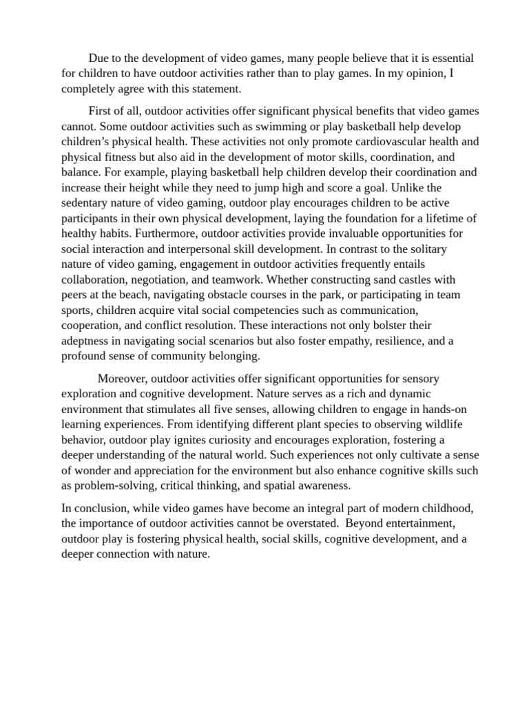 Benefits of Outdoor Activities for Kids | PDF | Cognitive Development ...