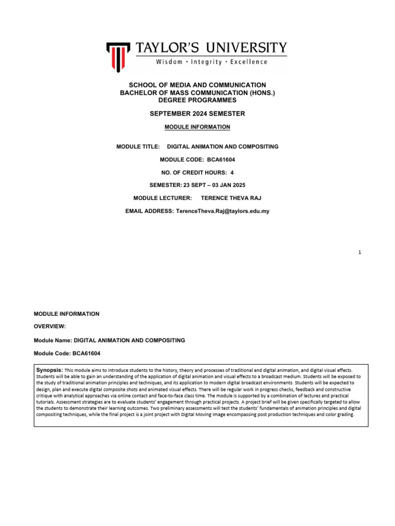 BCA61604 Digital Anim and Comp MI 202409 | PDF | Computer Generated ...