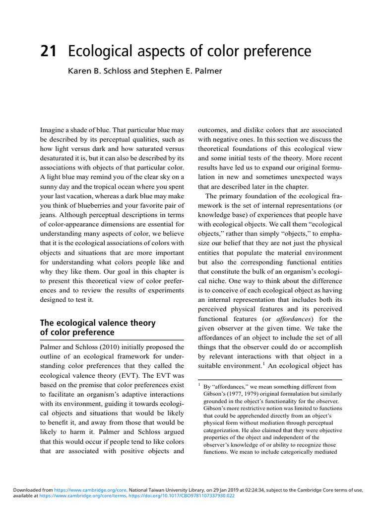 Elliot Ch21 Ecological Aspects of Color Preference | PDF | Hue | Color